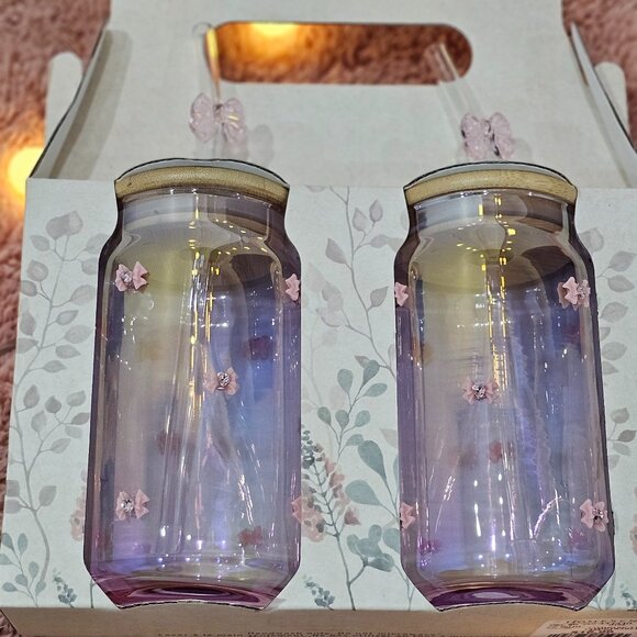 Viral Bow Tumblers with Straws - NWT, Coquette, Bow, Pink - Picture 4 of 5